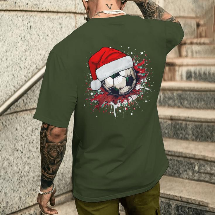 Football Santa Claus Christmas Xmas T-Shirt mit Rückendruck Geschenke für Ihn