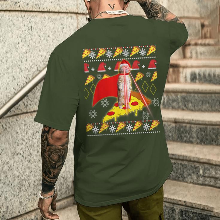 Cat Pizza Ugly Christmas Jumper Party Outfit T-Shirt mit Rückendruck Geschenke für Ihn