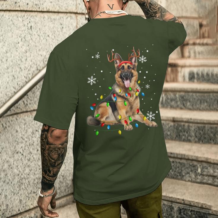 German Shepherd Christmas Tree Lighting Pyjamas Dog Lover Christmas T-Shirt mit Rückendruck Geschenke für Ihn