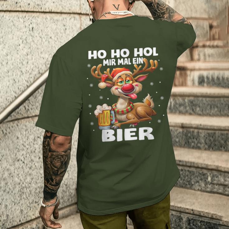 Ho Ho Hol Mir Mal Ein Bier Reindeer Saying Christmas T-Shirt mit Rückendruck Geschenke für Ihn