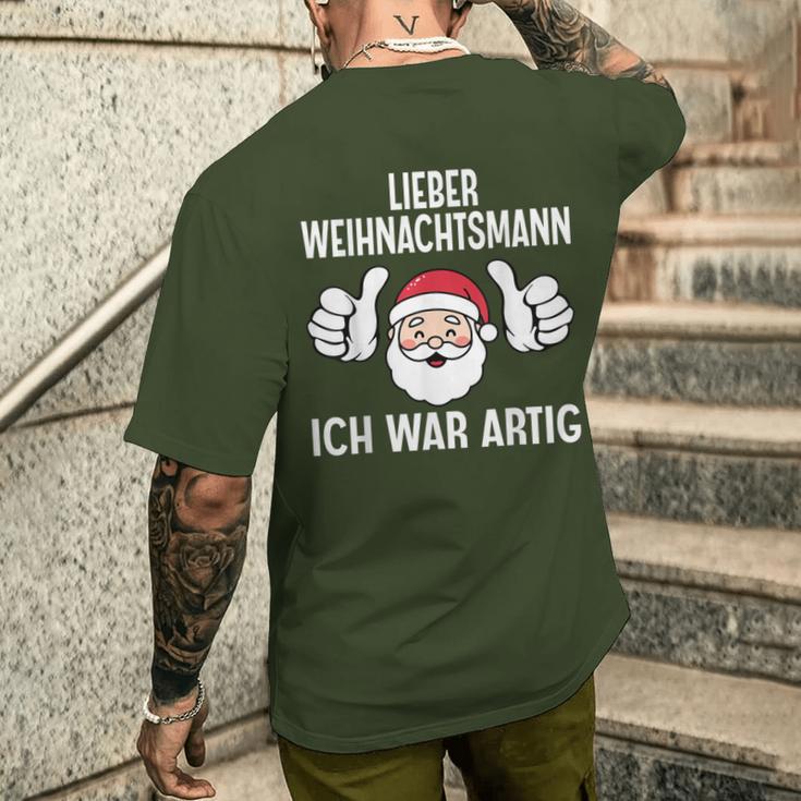 Lieber Weihnachtsmann Ich War Artig Christmas T-Shirt mit Rückendruck Geschenke für Ihn