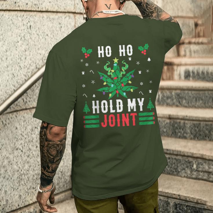 Marijuana Ho Ho Hold My Joint Ugly Christmas Jumper T-Shirt mit Rückendruck Geschenke für Ihn