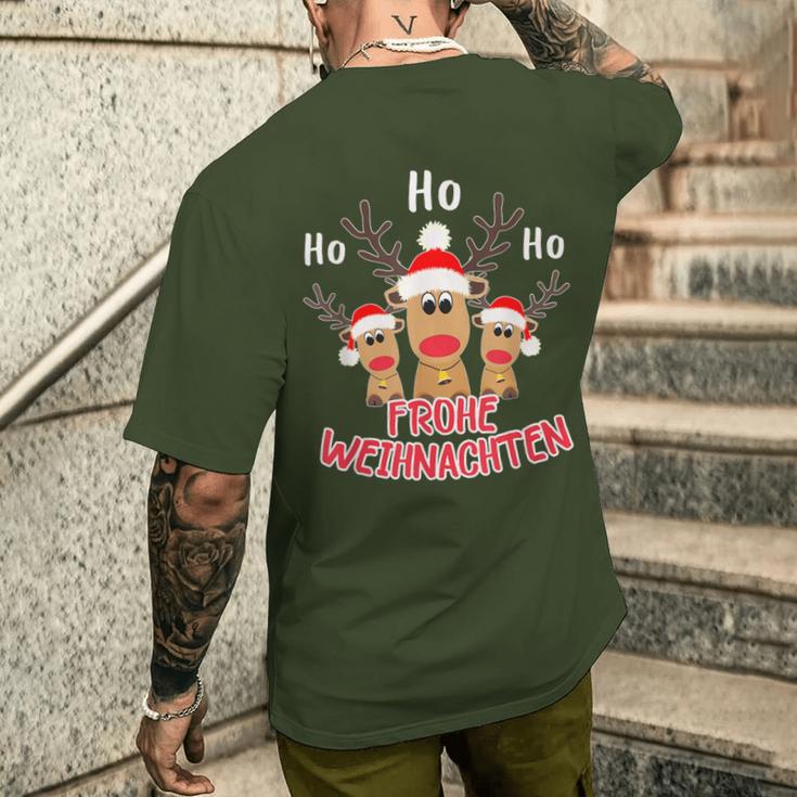 Merry Christmas Reindeer Ho Ho Ho Elk Christmas T-Shirt mit Rückendruck Geschenke für Ihn