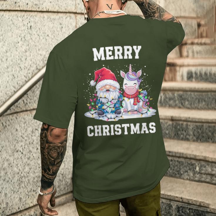 Merry Christmas Santa Hat Gnome Unicorn Xmas Party Christmas T-Shirt mit Rückendruck Geschenke für Ihn