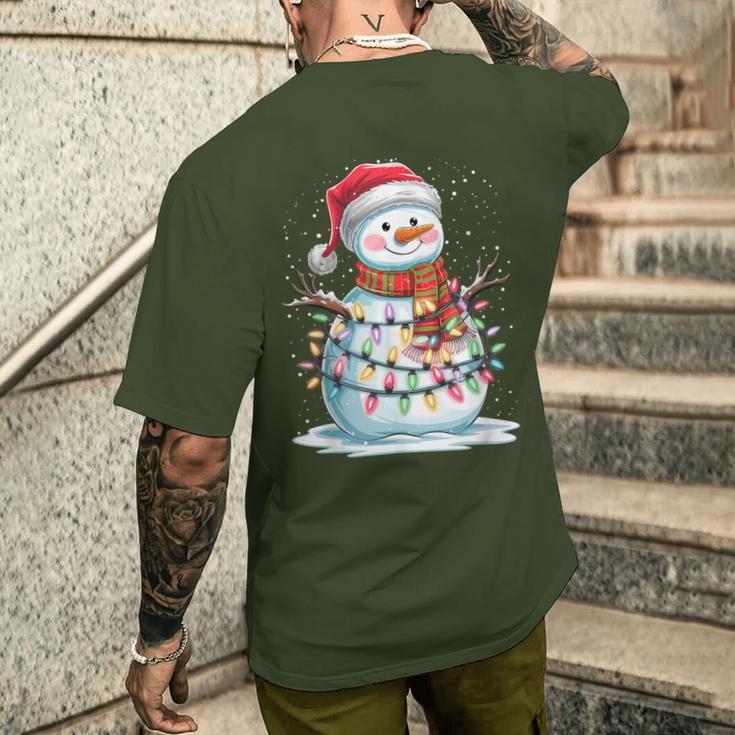 Merry Christmas Snowman Christmas Winter Xmas Eve T-Shirt mit Rückendruck Geschenke für Ihn