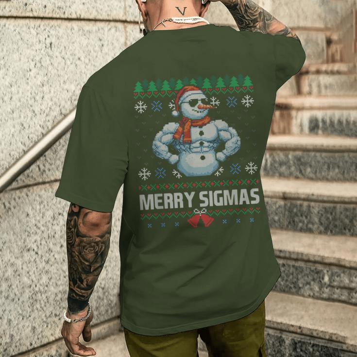 Merry Sigmas Bruh Snowman Sigma Male Skibidi Christmas T-Shirt mit Rückendruck Geschenke für Ihn