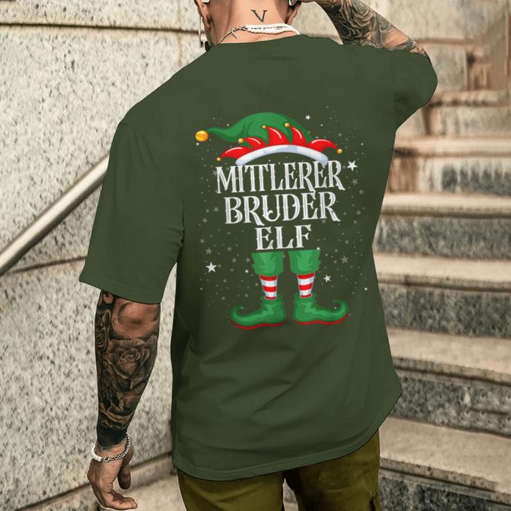 Middle Brother Elf Christmas Family Christmas T-Shirt mit Rückendruck Geschenke für Ihn