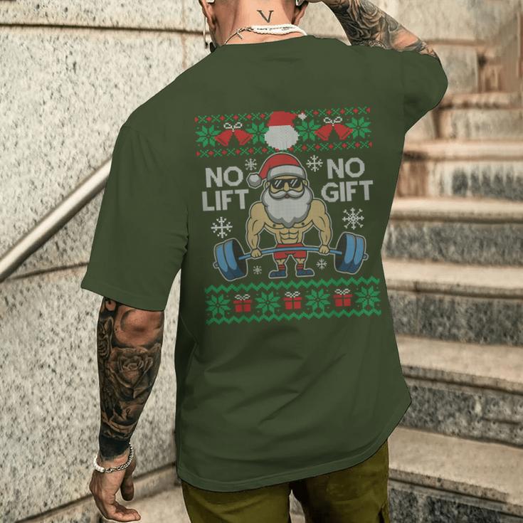 No Lift No Ugly Christmas Santa Gym T-Shirt mit Rückendruck Geschenke für Ihn