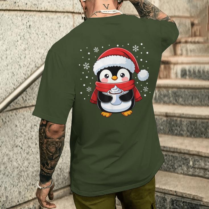 Penguin Christmas Santa Claus Cute Penguin Love T-Shirt mit Rückendruck Geschenke für Ihn