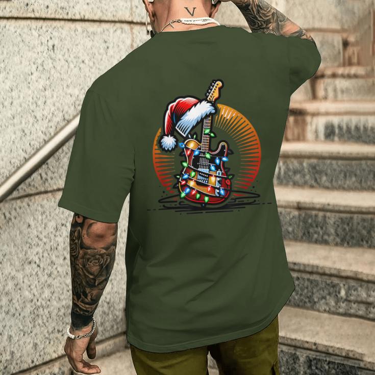 Rock & Roll Santa Guitar Guitar Christmas T-Shirt mit Rückendruck Geschenke für Ihn