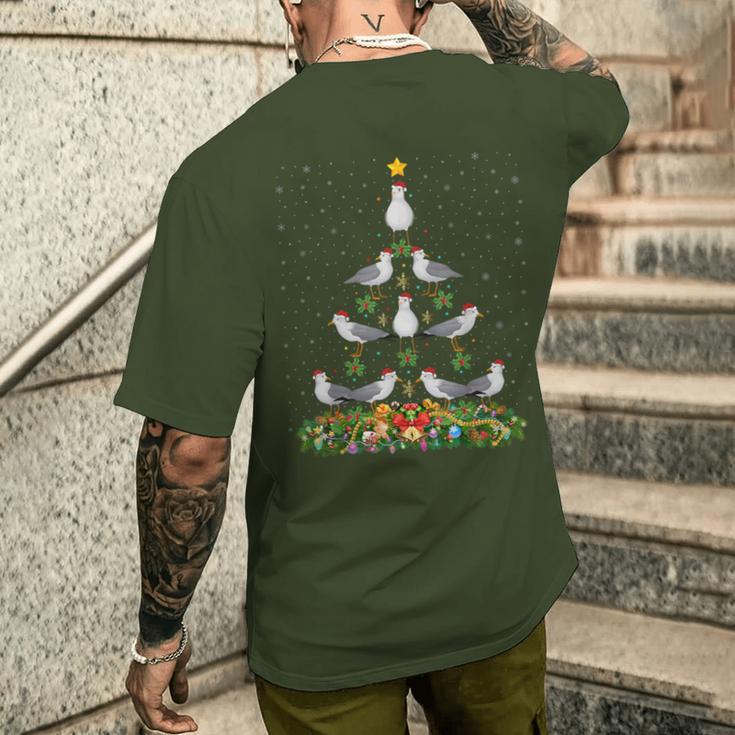 Seagull Bird Christmas Tree Santa Hat Seagull Christmas T-Shirt mit Rückendruck Geschenke für Ihn