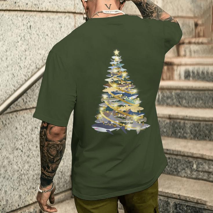 Shark Christmas Tree Xmas Diving T-Shirt mit Rückendruck Geschenke für Ihn