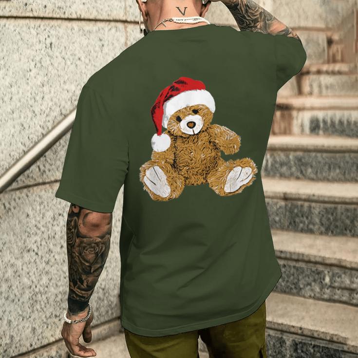 With Teddy Bear And Santa Hat Teddy Bear Christmas T-Shirt mit Rückendruck Geschenke für Ihn