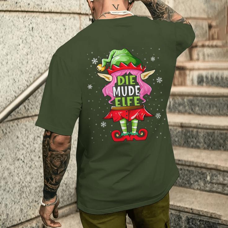 Tired Elf Outfit Christmas Family Christmas T-Shirt mit Rückendruck Geschenke für Ihn