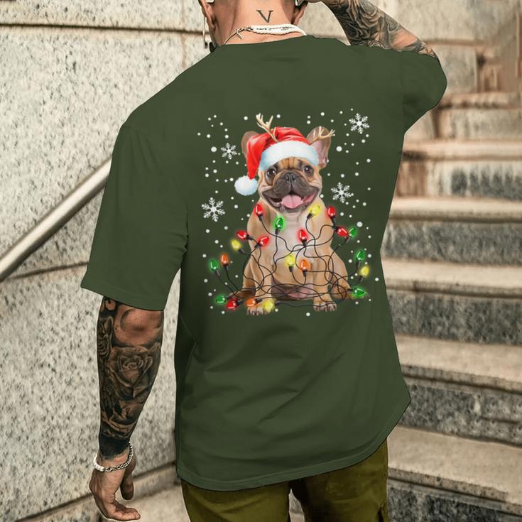 Xmas Lighting Santa French Bulldog Dog Christmas T-Shirt mit Rückendruck Geschenke für Ihn