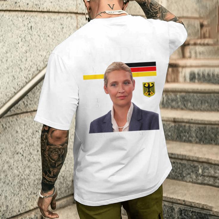 Alice Wird Gut Weidel 2025 Make Germany Great Again Blue T-Shirt mit Rückendruck Geschenke für Ihn