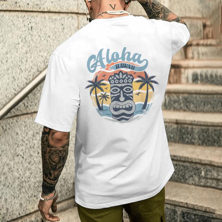 Aloha Hawaii Retro Sunset Tiki Hawaii Beachintage T-Shirt mit Rückendruck Geschenke für Ihn