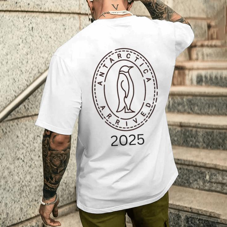 Angekommen In Der Antarctic 2025 Gray T-Shirt mit Rückendruck Geschenke für Ihn