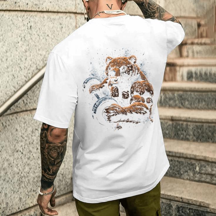 Bear Gym Fitness Backprint T-Shirt mit Rückendruck Geschenke für Ihn