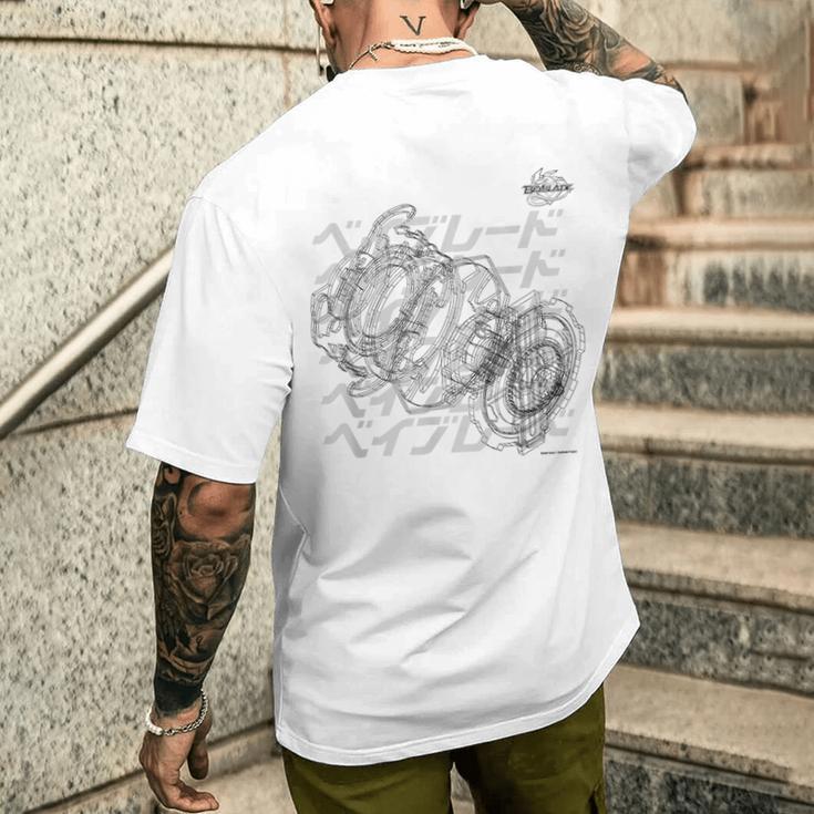 Beyblade Schematic Bey B&W T-Shirt mit Rückendruck Geschenke für Ihn