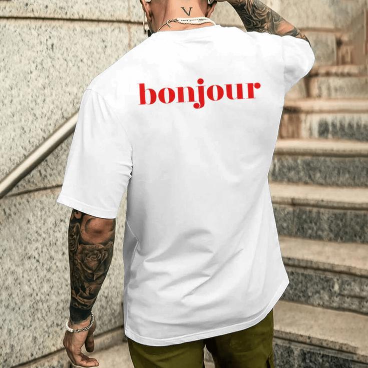 Bonjour For French Lovers Blue T-Shirt mit Rückendruck Geschenke für Ihn