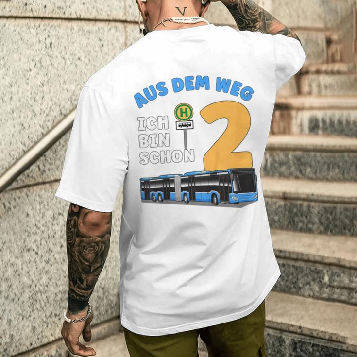 Children's 2 Years Boy Little Bus Driver 2Nd Birthday Bus Articulated Bus T-Shirt mit Rückendruck Geschenke für Ihn