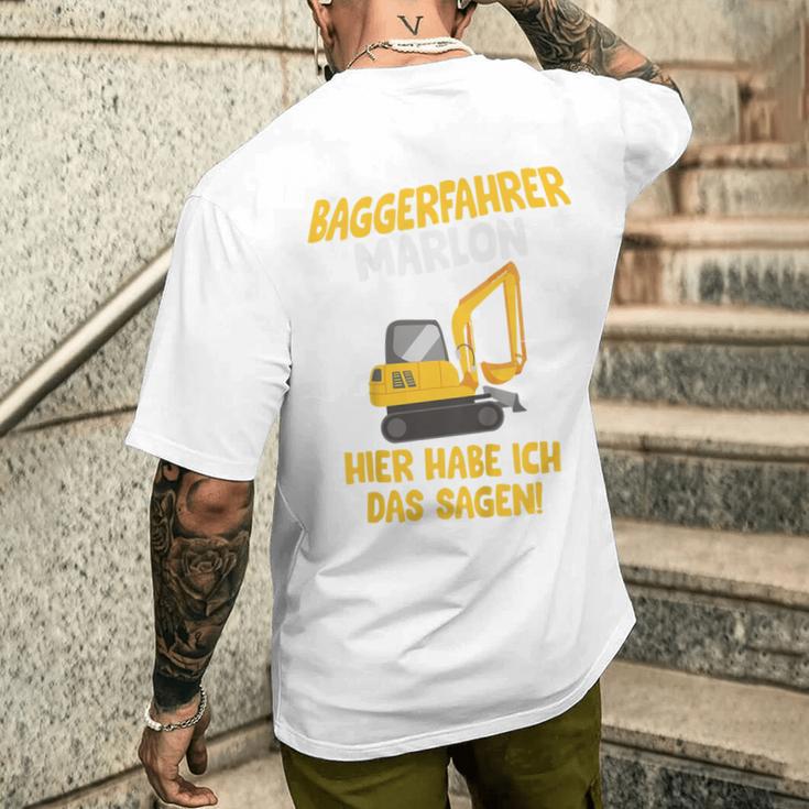 Children's Digger Driver Marlon Construction Site With Name Children's 80 T-Shirt mit Rückendruck Geschenke für Ihn