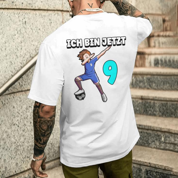 Children's Ich Bin Jetzt 9 Football Boy Dabbing 9Th Birthday T-Shirt mit Rückendruck Geschenke für Ihn