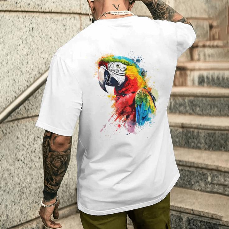 Colourful Parrot Watercolor T-Shirt mit Rückendruck Geschenke für Ihn