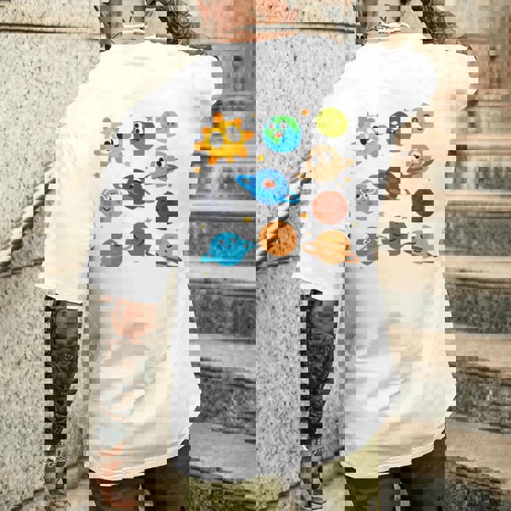 Divertido Pijama Del Sistema Solar De Astronauta Del Mundo Manga Larga Camiseta Hombre Estampado Espalda Regalos para él