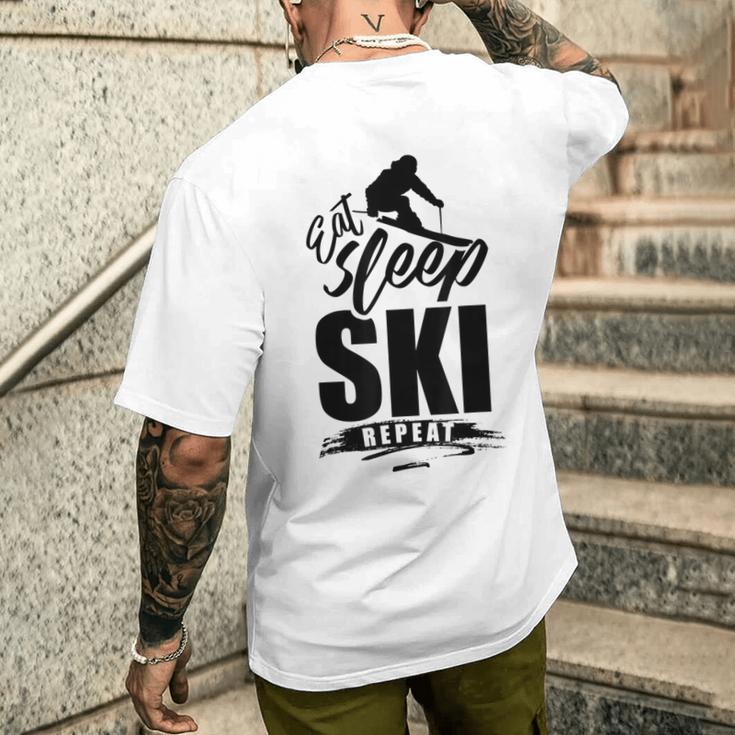 Eat Sleep Ski Repeat Ski T-Shirt mit Rückendruck Geschenke für Ihn