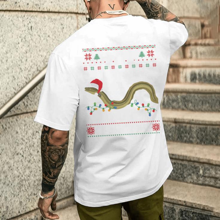 Eel I Want For Christmas I Angler Ugly Christmas Sweater T-Shirt mit Rückendruck Geschenke für Ihn