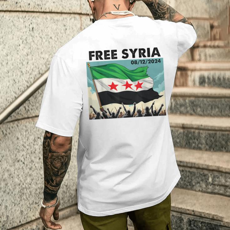 Free Syria Syria Revolution Freedon Flag Blue T-Shirt mit Rückendruck Geschenke für Ihn