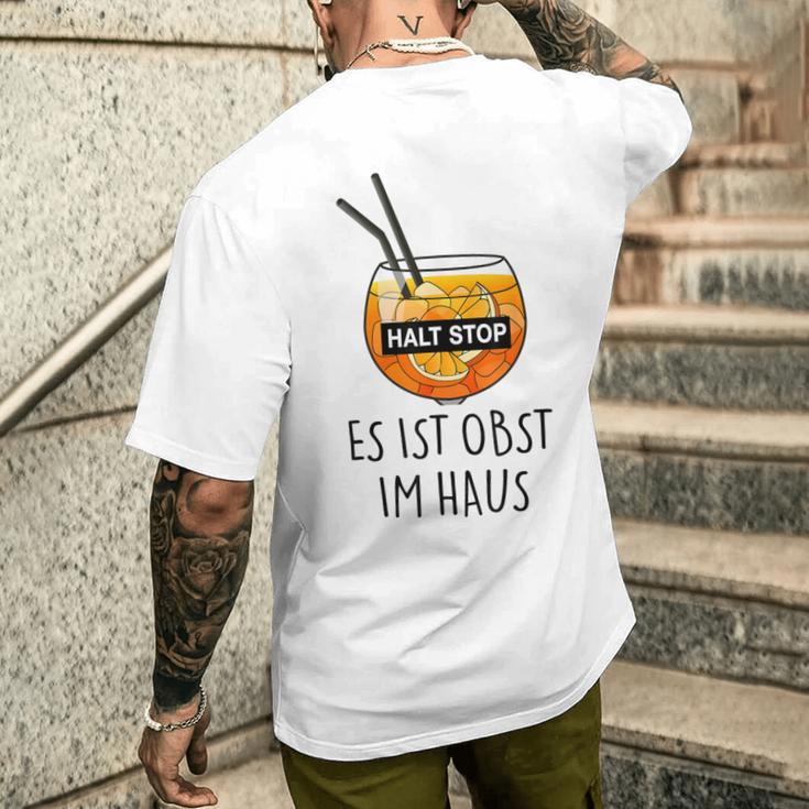 Fun Halt Stop Es Ist Obst Im Haus Aperoliker Spritzz Club T-Shirt mit Rückendruck Geschenke für Ihn