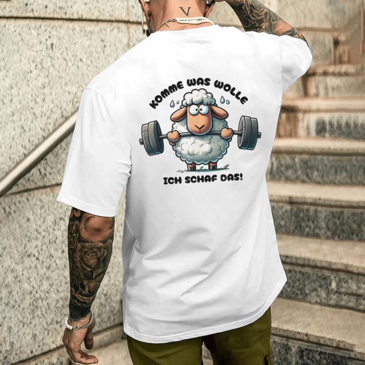 Sheep Motivation Motivational Saying Fun Humour Gray T-Shirt mit Rückendruck Geschenke für Ihn