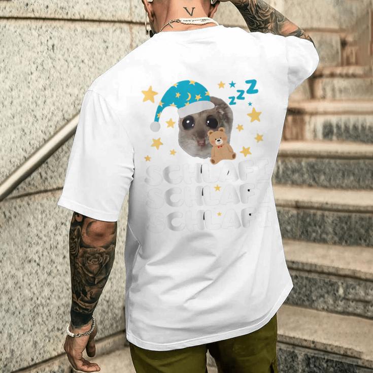 Hamsti Schlafi Schlafi Sad Hamster Schlafi Schlafi Blue T-Shirt mit Rückendruck Geschenke für Ihn