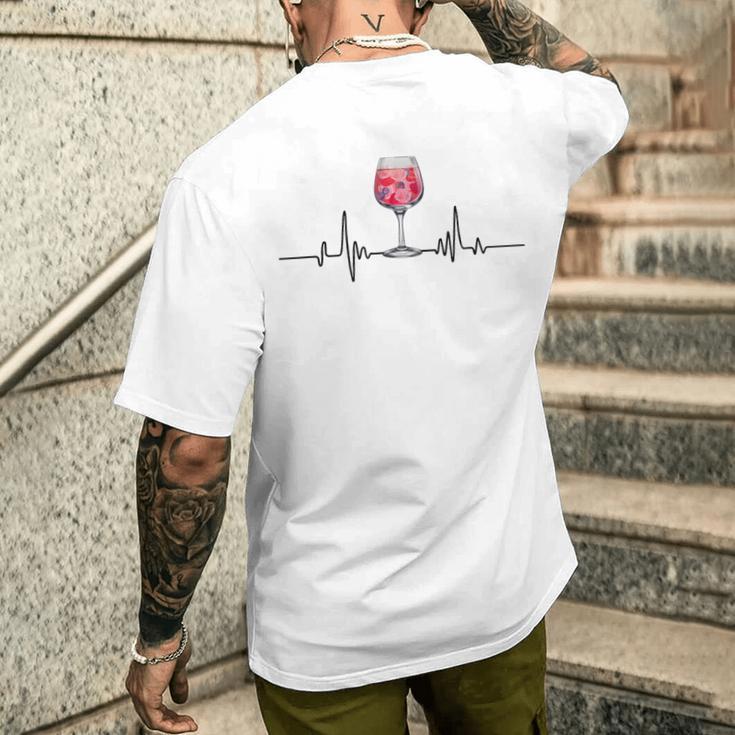 Heartbeat Wildberry Lillet Fruits Cocktail Summer Alcohol Gray T-Shirt mit Rückendruck Geschenke für Ihn