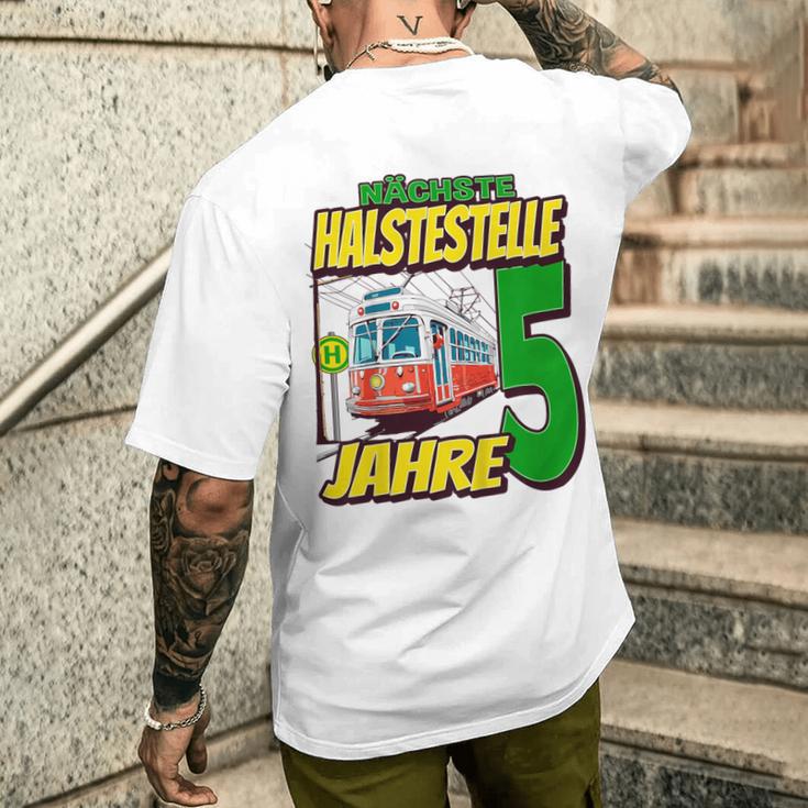 Ich Bin 5 Straßenbahnen Straßenbahn Children's Birthday Party T-Shirt mit Rückendruck Geschenke für Ihn