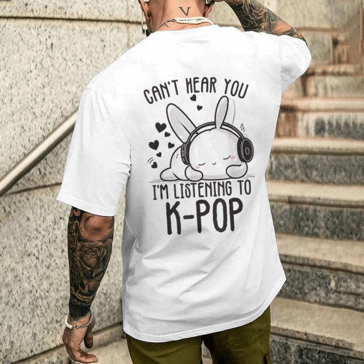 Ich Kann Dich Nicht Hören Ich Hörre Zu Kpop Rabbit K-Pop Gray T-Shirt mit Rückendruck Geschenke für Ihn