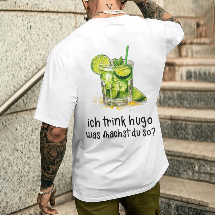 Ich Trink Hugo Was Machst Du So Party Hugo Mädels T-Shirt mit Rückendruck Geschenke für Ihn