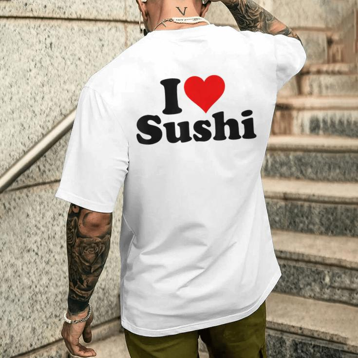 Japanese Food I Love Heart Sushi T-Shirt mit Rückendruck Geschenke für Ihn