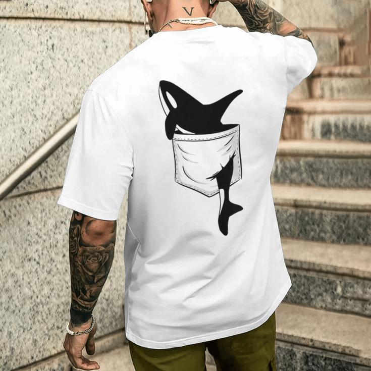 Casual Killer Whale Orca In Your Pocket Blue T-Shirt mit Rückendruck Geschenke für Ihn