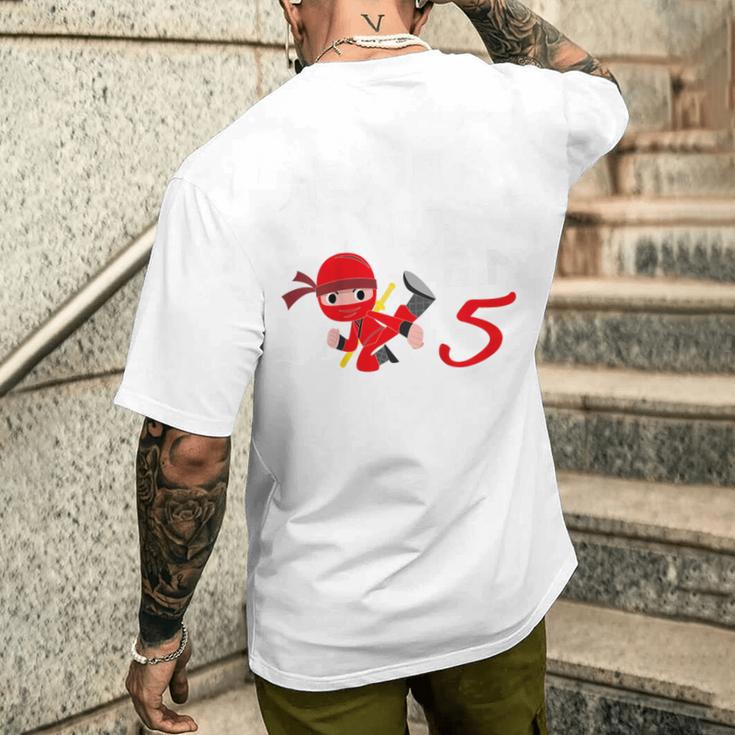 Kinder 5 Geburtstag Junge 5 Jahre Alt Fünfjähriger Ninja Rot T-Shirt mit Rückendruck Geschenke für Ihn