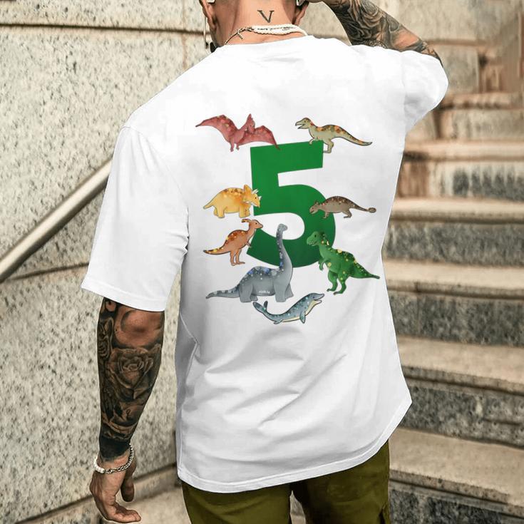 Kinder Geburtstags 5 Jahre Dinosaurier Dino 5 Geburtstag T-Shirt mit Rückendruck Geschenke für Ihn