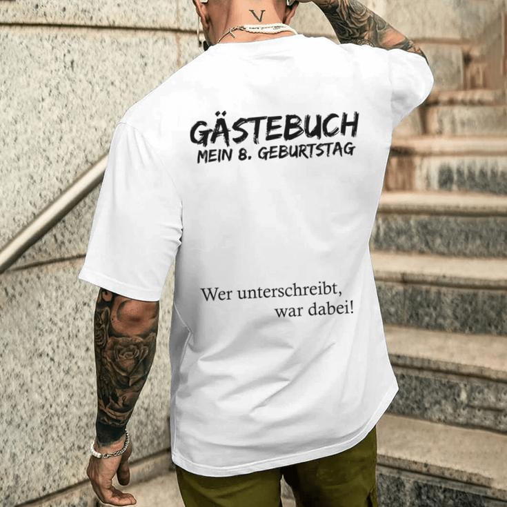 Kinder Mein 8 Geburtstag Und Das Gästebuch T-Shirt mit Rückendruck Geschenke für Ihn