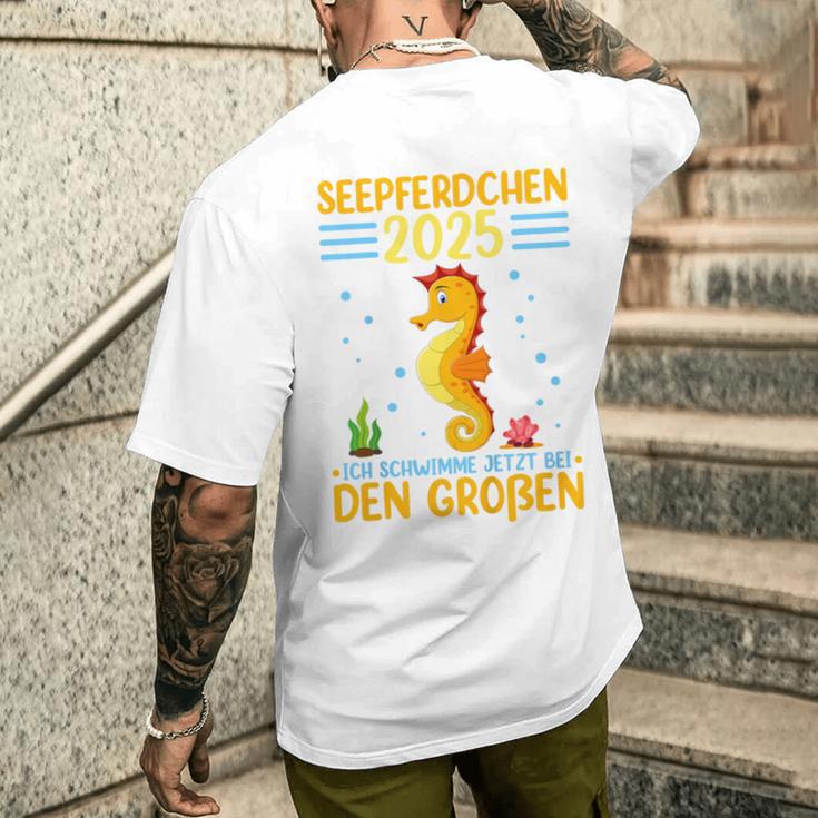 Kinder Seepferdchen 2025 Frühschwimmer Abzeichen T-Shirt mit Rückendruck Geschenke für Ihn