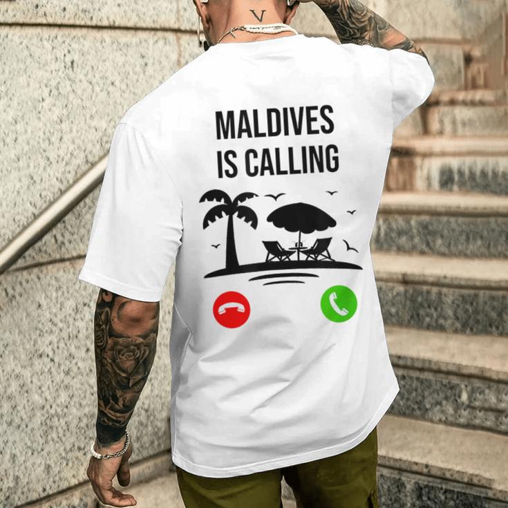 Maldives Calls Souvenir Holiday Travel Summer T-Shirt mit Rückendruck Geschenke für Ihn