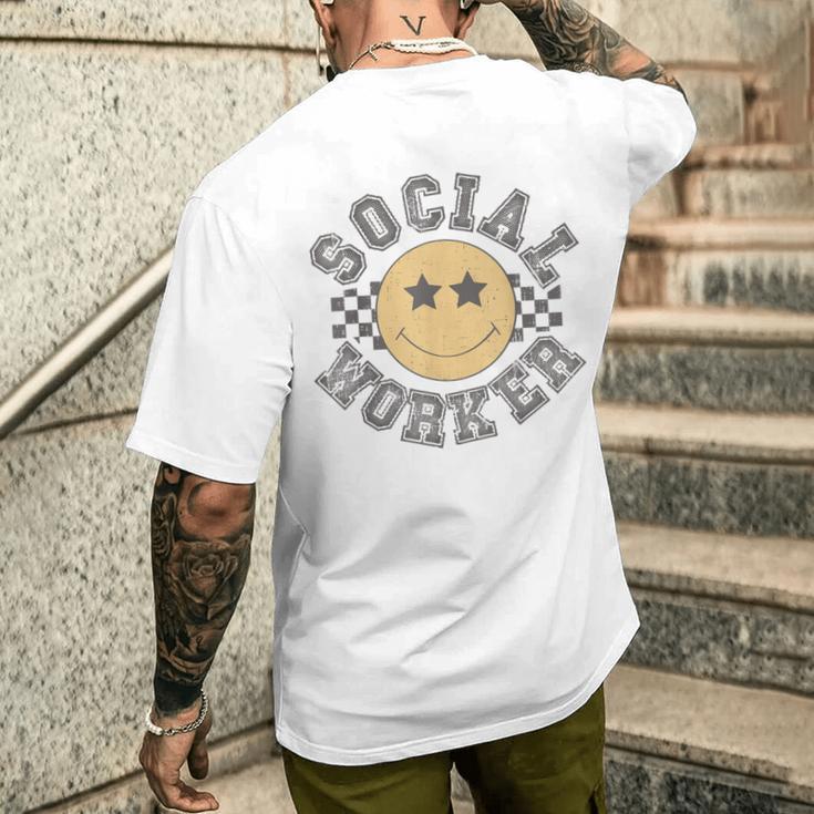 Retro Social Worker Caseworker Public Servant Social Work Men's T-shirt Back Print Gifts for Him