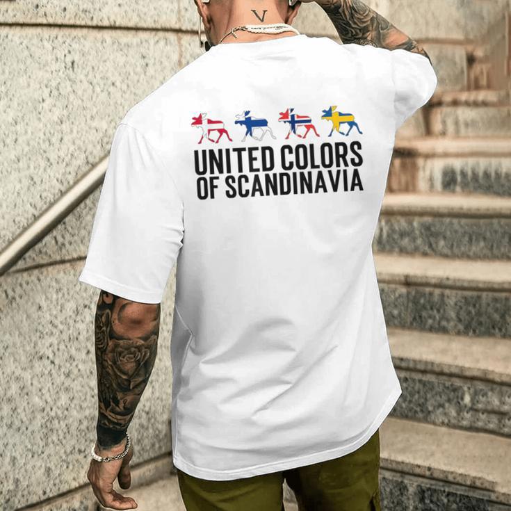 Scandinavia Flags Sweden Norway Denmark Finland T-Shirt mit Rückendruck Geschenke für Ihn