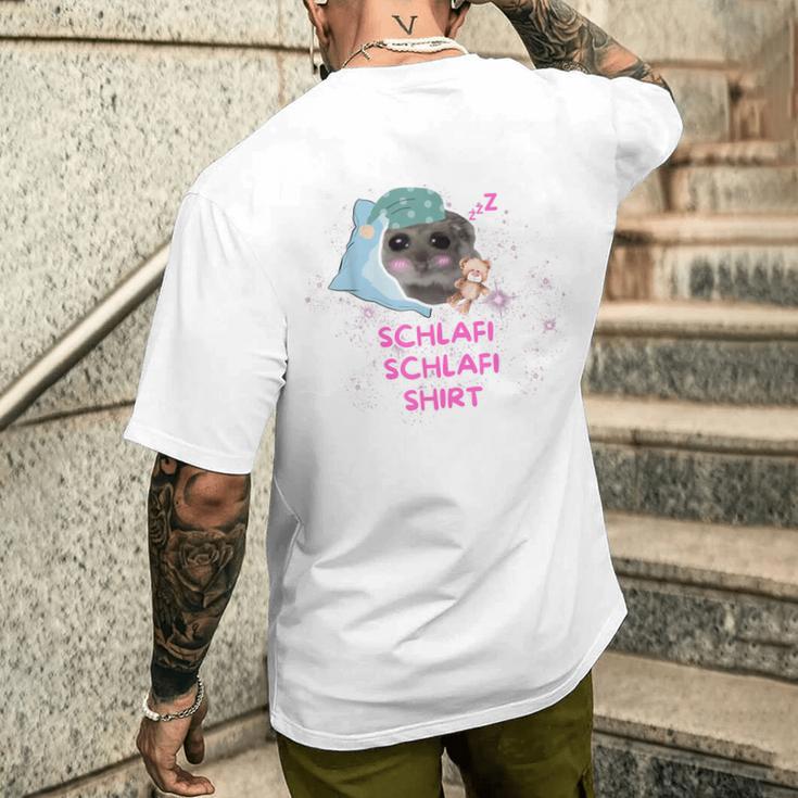 Schlafi Schlafi Hamster Meme Gray T-Shirt mit Rückendruck Geschenke für Ihn